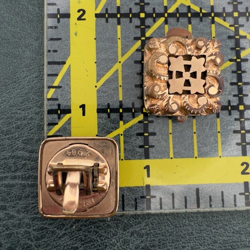 1884 VICTORIAN 10k GOLD FILLED 🖤 SQUARE REPOUSSE CUFFLINKS 🖤 ANTIQUE PATENTED - Picture 20 of 21