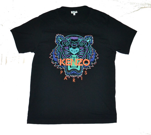 Kenzo Paris Tiger Graphic Cotton T Shirt Men's Medium Black Crewneck