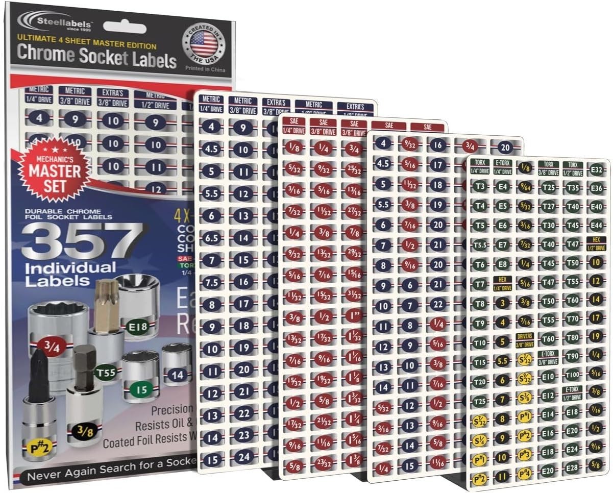 Ultimate Master Magnetic Toolbox & Socket Label Set 447pc + 90 Toolbox Labels