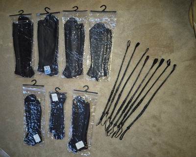 7x Chaps Echtleder & 8x Reitgerten Handarbeit schwarz Comfort AKI Konvolut neu