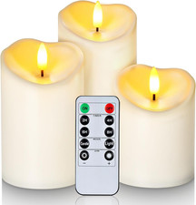 Outdoor Waterproof Flameless Candles, LED Candle with Remote and Timer, Battery