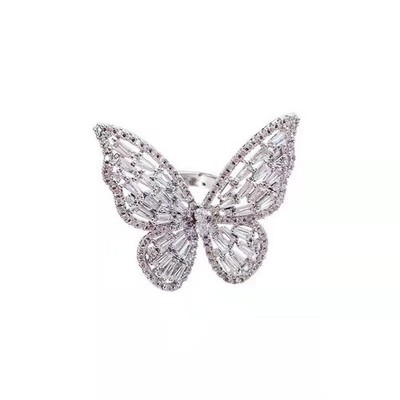 925 Silber plattiert Schmetterling Flügel Bling Verlobungsring glänzend schönes Geschenk