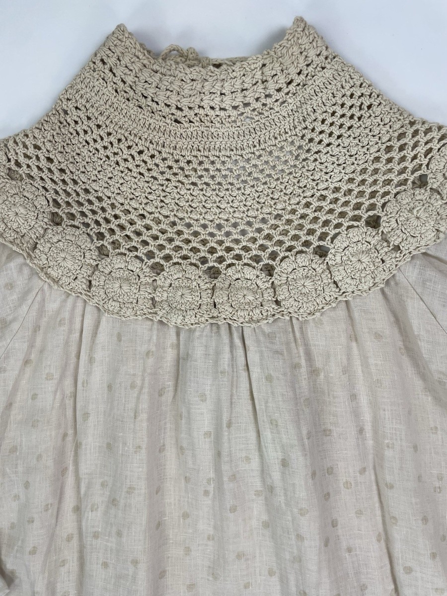 NWT Free People Innika Choo Crochet Collar Linen Smock Dress Prairie One  Size | eBay