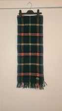 Lacoste 100% Wool Green Check Winter Luxury Tassle Fringe Scarf Accessory