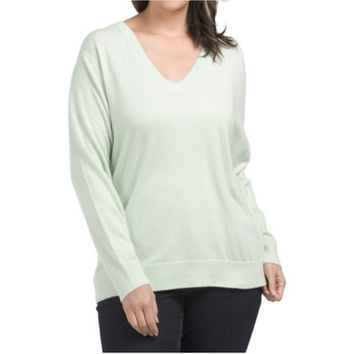 Vince 100% Cashmere Sweater Womens 2X Seafoam Green V Neck plus Size