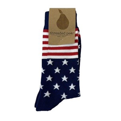 threaded pear Men s One Size Fits Most Stars  Stripes Patriotic Crew Socks NWT