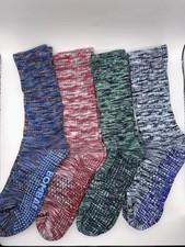 4 pairs BOMBAS Women's Performance Gripper Honeycomb Crew Socks size Large