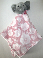 Lila Jack Elephant Pink Floral Large Security Blanket Lovey Oversized 25 x 25