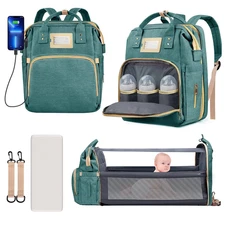 Multifunctional Diaper Bag Backpack with Changing Station & Insulated Pockets