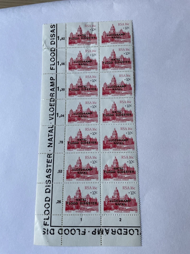 1987 South Africa Natal Flood Disaster Stamps. 33 in total.  - Image 4 of 4