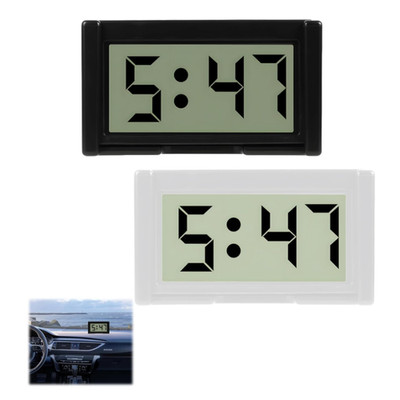 Digitaluhr Uhrzeit Anzeige Mini 2 Stück Auto Bad Tisch Kunststoff Schwarz Weiß