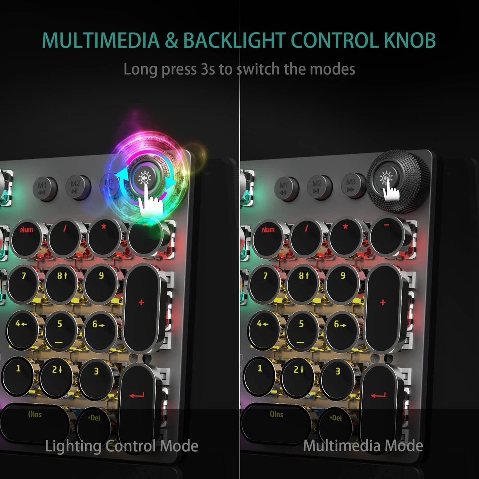 F2088 Typewriter Style Mechanical Gaming Keyboard Blue Switches,Rainbow LED B... - Image 3 of 4