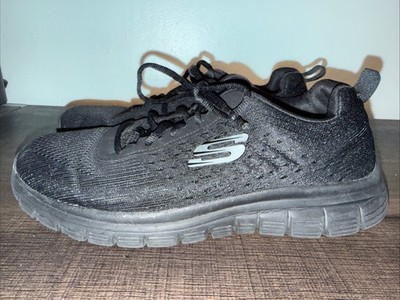 SKECHERS LIGHT WEIGHT TIE SNEAKERS MEN'S SIZE 10 BLACK