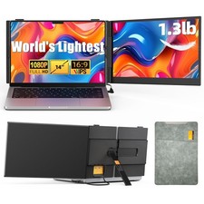 14" Dual Laptop Screen Extender with 1.3lbs - Ultra Thin Portable Monitor for...