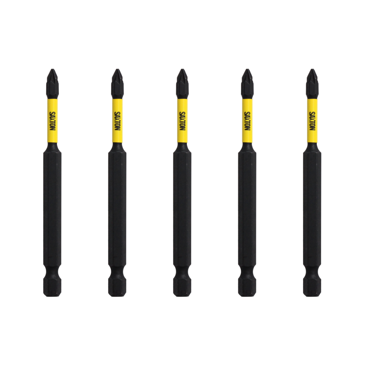 B&Q - 5 X Saxton 89mm Pz1 Magnetic Impact Screwdriver Driver Bits Set Pozi Pozidriv Heavy Duty - Image 2