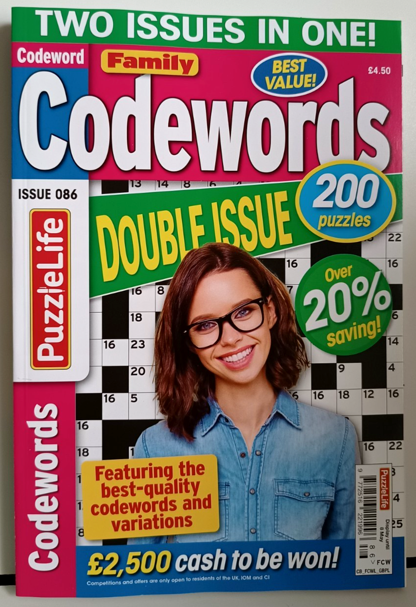 CODEWORDS FAMILY CODEWORDS DOUBLE ISSUE PUZZLE BOOK ISSUE NO.086 P&P INCL. NEW