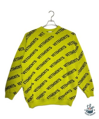 VETEMENTS Neon sweater with logo knit Size: XS Yellow Men UA52KN600Y