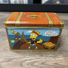 Vintage The Simpsons Tin Nestlé Butterfinger Bart Treasure Chest Coin Bank 1992