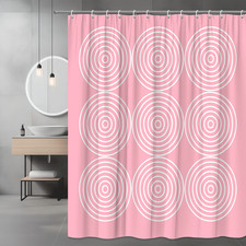 Cute Pink and White Circles Shower Curtain for Bathroom Decor