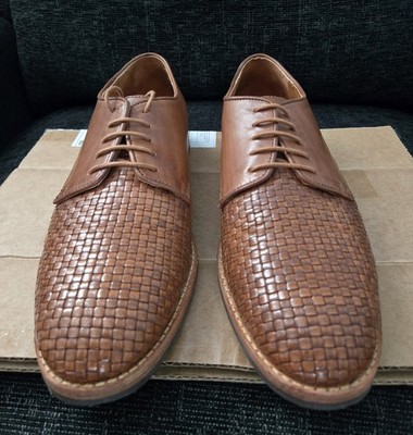 H by HUDSON Basketweave Oxford Dress Shoes Men's Tan Brown