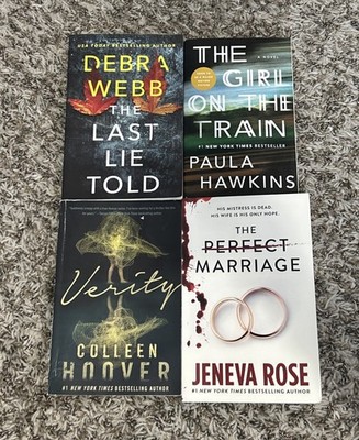 4 Book Lot Paperback - Verity Girl on the Train Perfect Marriage Last Lie Told