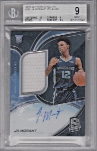 2019-20 JA MORANT Spectra RPA On Card Auto RC #191 Silver SP /99 BGS 9 GRIZZLIES