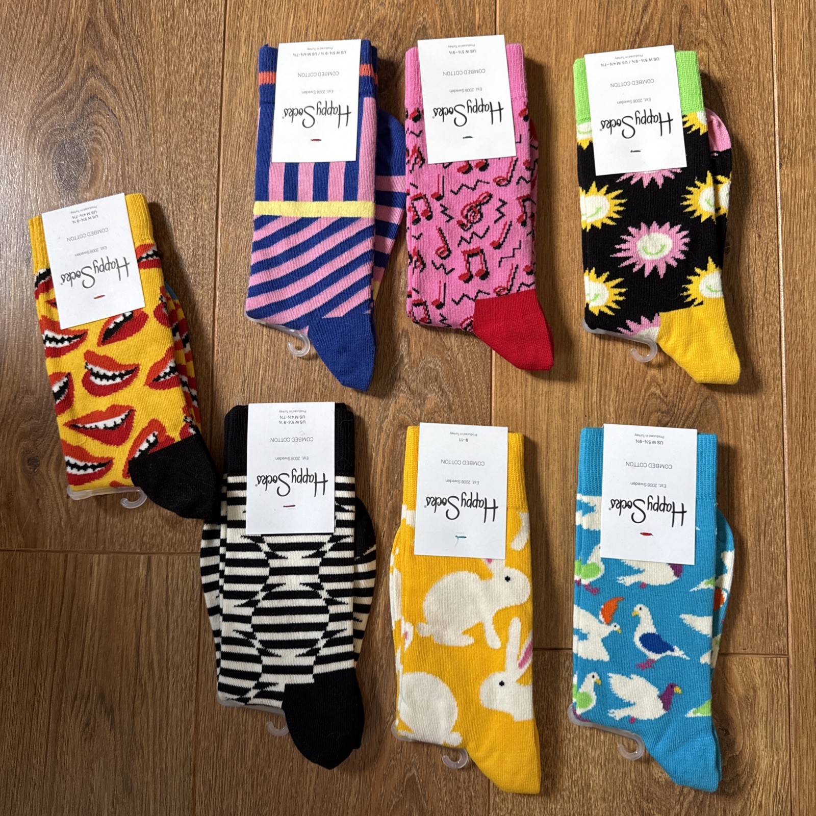 Brand New Happy Socks 7 Pairs of new socks Size 4-7 RRP £16 a pair