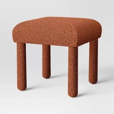Upholstered Stool Ottoman Rust Boucle - Room Essentials
