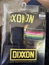 Dixxon Men's Premium Boxer Briefs Large Black Yellow Multi Print Two Pack NEW