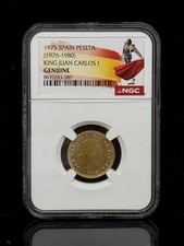 1975 Spain Peseta (1976-1980) King Juan Carlos l Genuine NGC CERTIFIED COIN