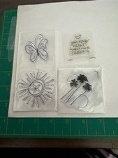 Lot of 4 Clear Stamps   Butterfly, Shamrocks, Sand Dollar, Sentiment   Cardmakin