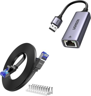 LAN Adapter 1000Mbps mit Cat 8 Kabel 40Gbps für PC, Laptop, Gaming, Netzwerk