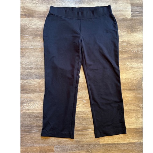 Lands End Starfish Straight Leg Knit Pants Black 2X 20W-22W Pull On Comfort NEW