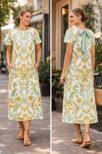 Mestiza New York Adria Convertible Stretch Crepe Bow Tie Detail Midi Dress $475