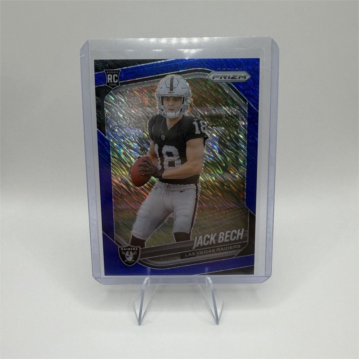2025 Panini Prizm Jack Bech Blue Shimmer #/35 Rookie Las Vegas Raiders #346
