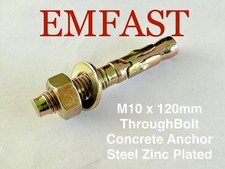 M10 x 120 THROUGH BOLTS ANCHORS BOLTS FIXINGS BRICK WALL MASONRY Thru-Bolt wedge