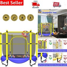 Indoor/Outdoor Toddler Trampoline with Enclosure Basketball Hoop - Ages 3-8