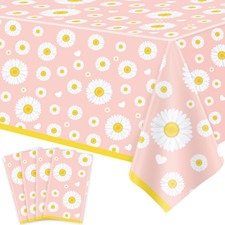 4 Pack Daisy Tablecloth Daisy Flower Table Cloth Disposable Plastic Boho Tablecl