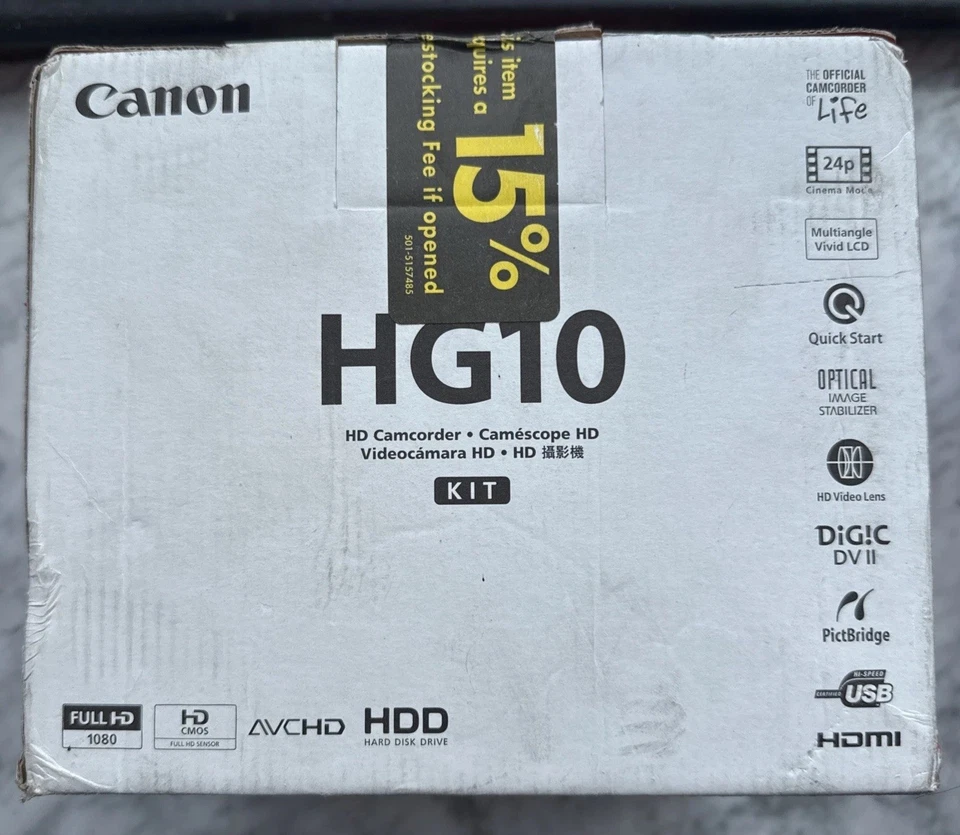 NEW SEALED Canon VIXIA HG10 (40 GB) Hard Drive Camcorder Video Camera NOS - Image 3 of 4