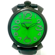GaGa MILANO Manuale Sottile 46MM 5092 Quarzo Verde Secondi Mano Ottime...
