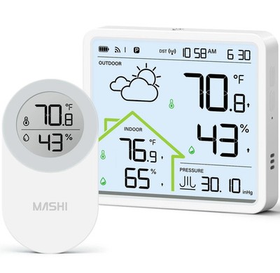 Rechargeable Weather Station Wireless Indoor Outdoor Thermometer,Atomic Clock wi