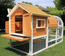 🐔 Large Arch Chicken House / Coop with Built-in Run - Hen House Golden / Grey🥚