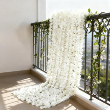 50 Pcs White Wisteria Vine Garland for Wedding Garden Decor Hanging Flowers