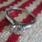 Silver Tone Round Clear Stone Prong Set Solitaire Engagement Ring — photo 1
