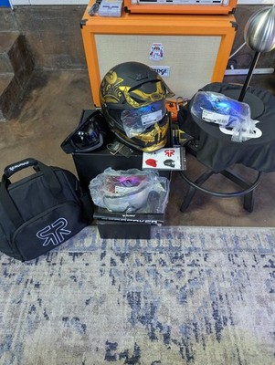 Ruroc  Atlas Berserker Ronin Motorcycle Helmet L Rare, Stand, Bag, 4 New Lens