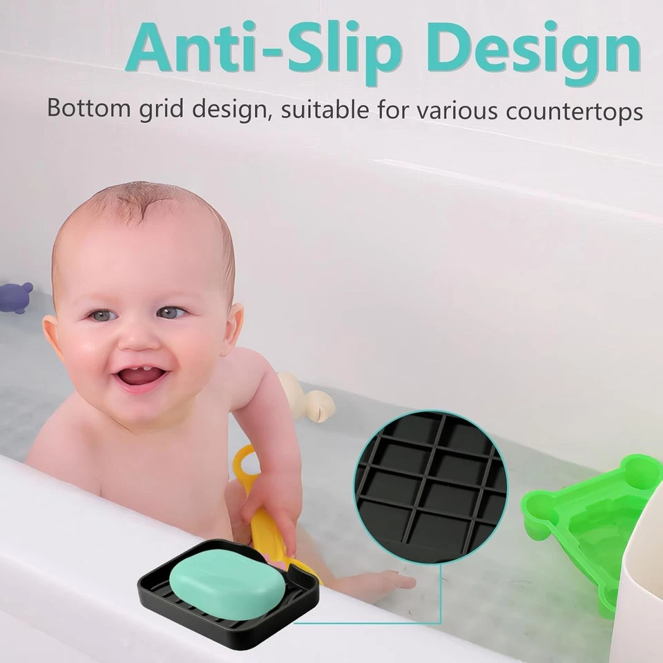 2 Stück Silikon Seifenschale Mit Ablauf, Seifenschale Dusche, Seifenhalter Badew - Bild 4 von 4