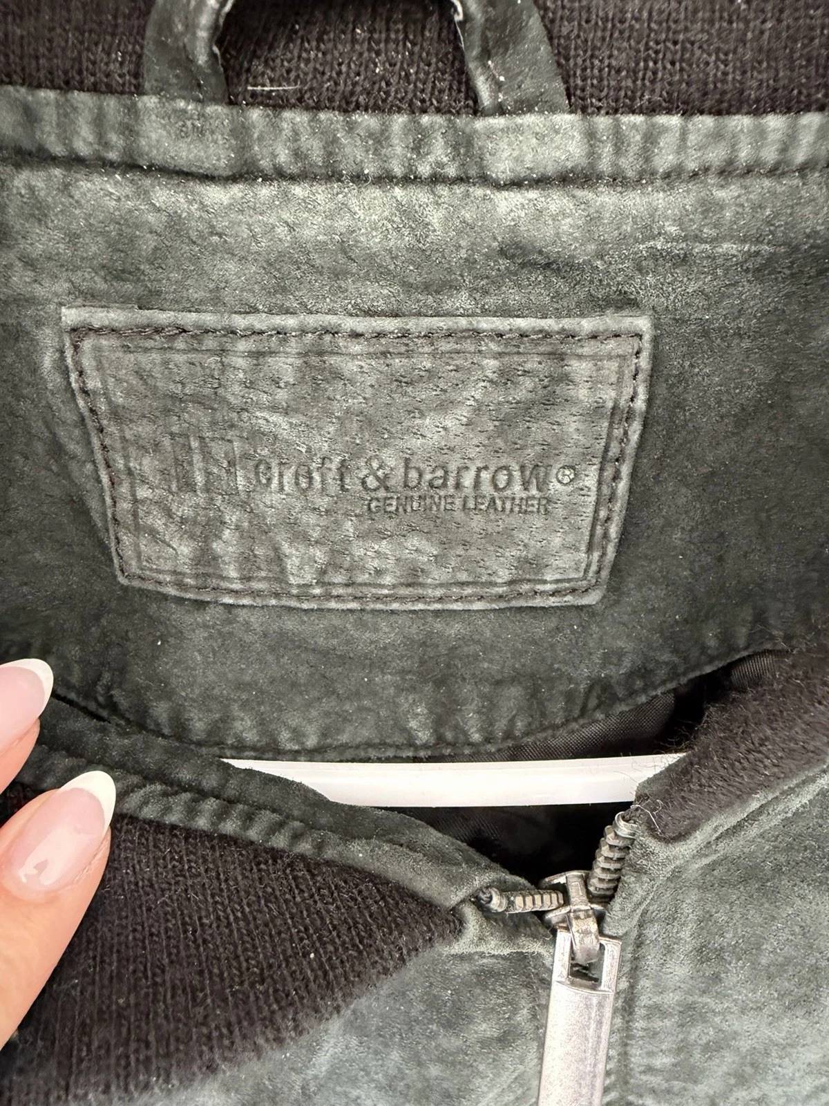 Vintage Croft & Barrow Green Suede Leather Bomber Jacket Mens M Quilted 90s - product detail image 2
