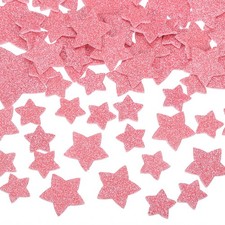 76Pcs Glitter Foam Stickers 3 Sizes Self-Adhesive Star Shape Sticker Pink