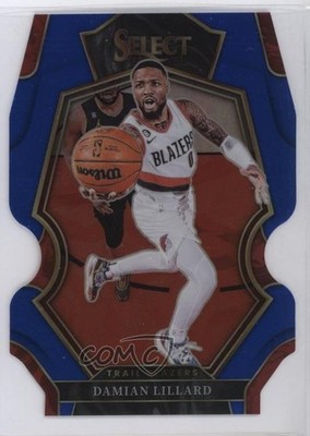 2022 Panini Select Premier Level Blue Prizm Die-Cut /249 Damian Lillard #107 3hd