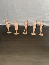 Vintage Lot 6 MARX Campus Cuties Unpainted Original Female Figures 1964
